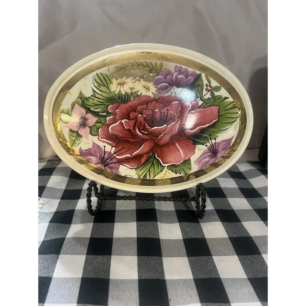 VTG CASUAL MUSIC TRINKET/JEWELRY‎ BOX FLORAL LID 8.5L x 6W x 2.5H (80)